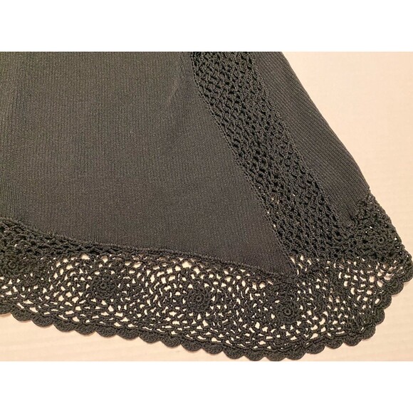 VTG Cache Black Open Knit Rib Tank Top Whimsigoth Grunge Asymmetric Crochet 90s - Picture 14 of 15